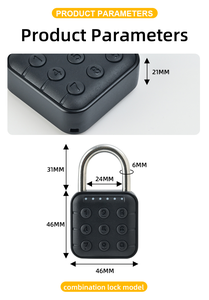 Imperméable <span class=keywords><strong>à</strong></span> l'eau IP65 Usine Vente Tuya Ble Sans Clé Casier <span class=keywords><strong>Code</strong></span> de Sécurité Verrouillage <span class=keywords><strong>Cadenas</strong></span> <span class=keywords><strong>6</strong></span> <span class=keywords><strong>Chiffres</strong></span> Combinaison Mot de Passe <span class=keywords><strong>Cadenas</strong></span> - Product Image 6