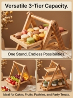 Assiette à fruits moderne en bois massif à trois couches, support de rangement multi-usage pour le dessert, le pain, le thé, les collations pour le thé de l'après-midi