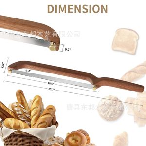 Wooden <b>Bread</b> <b>Knife</b> Stainless Steel Blade 8-9.9in Durable Kitchen Tool For Baking Cake Slicing - Product Image 4
