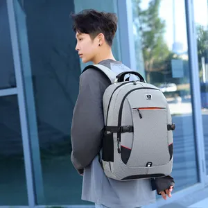 Kustom tahan air Oxford Sekolah ransel Laptop 15.6 inci desainer pria tas perjalanan Mochilas hitam PU poliester huruf Unisex