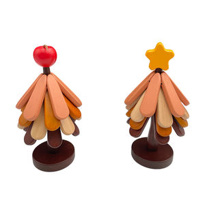 Dessous de plat en bois pour plats chauds Ensemble de dessous de plat en forme de rectangle 4 dessous de plat + 1 support Arbre de Noël de style moderne durable et peu encombrant - Product Image 1