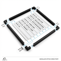 Panneau de signalisation personnalisé modulaire pour bureau multi-locataires |   Aluminium anodisé noir mat |   Bandes à clipser |   Usine OEM