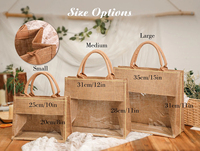 Sac Fourre-Tout en Lin Écologique et Jute avec Fenêtre Transparente, Logo Personnalisé et Poignée Corde en Coton – Une Pochette Cadeau Élégante