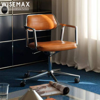 WISEMAX FURNITURE Chaise de bureau pivotante en cuir de style nordique pour la maison et le bureau, chaise de bureau ergonomique pour la salle d'étude