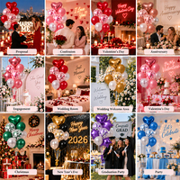 Ensemble de ballons pour centre de table de fête d'anniversaire, ballons en latex avec confettis et ballons en feuille d'aluminium en forme d'étoile et de cœur pour photos