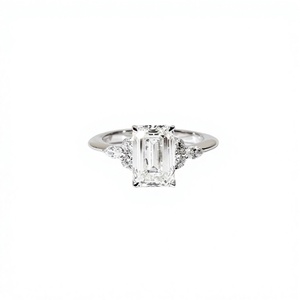 Anillo de Compromiso de Plata de Ley 925 con Oro Sólido de 10K, 14K, 18K, Corte de Lujo con Esmeralda, Diamante y Múltiples Piedras, Estilo Art Deco - Product Image 1