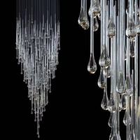 Luminaire suspendu en cristal de verre en forme de goutte d'eau Firelux personnalisé haut de gamme pour hôtel de luxe, villa, escalier, salon