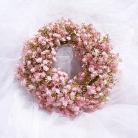 Guirlande murale de fleurs artificielles en soie Gypsophile ronde 30cm style rétro pour décoration maison, mariage, hôtel, fête, événement