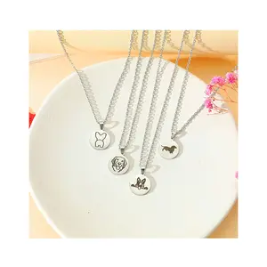 Hot Selling New Mother's Day Necklace Stainless Steel Laser Engraved Dog Mom Pendant Clavicle Chain