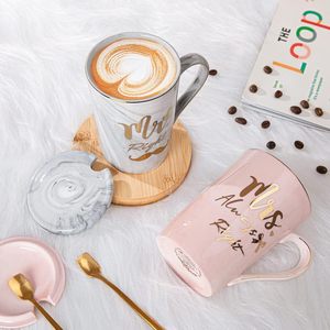 Mr Right Mrs Always Right 14oz Ceramic Marble Cup Wedding Engagement <strong>Gifts</strong> Microwave Dishwasher Safe Gold Pattern <strong>for</strong> Bride - Product Image 4