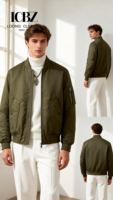 Blouson Bomber Imperméable Homme ODM en Cuir Personnalisé avec Fermeture Éclair Tactique Grande Taille Coupe-Vent Automne Vente en Gros