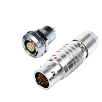 Connecteur BEXKOM FGG en laiton à 16 broches mâle, verrouillable par poussée-tirage, blindé EMC, étanche IP50, anti-vibration, anti-corrosion