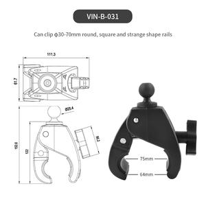 Soportes VINmounts con Cabezal de Bola de 1 pulgada / Tamaño B con Abrazadera Grande de <span class=keywords><strong>1.18</strong></span>–<span class=keywords><strong>2</strong></span>.76 pulgadas, Compatible con Brazo de Doble Enchufe de 1 pulgada, Soporte para Teléfonos y Cámaras - Product Image 2
