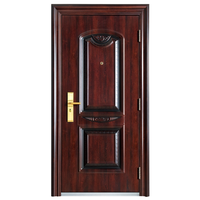 Porte intérieure pare-balles en acier à grain de bois embossé avec panneau métallique galvanisé pour projet de décoration résidentielle, hôtels et villas