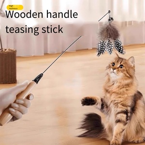 Hochwertiger Massivholz griff <span class=keywords><strong>Cat</strong></span> Teaser Stick <span class=keywords><strong>Cat</strong></span> Interactive Toy <span class=keywords><strong>Feather</strong></span> Tease Stick für Katzen - Product Image 2