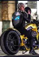 Cool LED Mask Eyes Motociclismo Negro Mochila de gran tamaño Al Aire Libre Long Traveling Night Glowing LED mochila