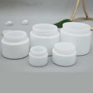White Luxury <b>Glass</b> Cosmetic Cream Small Sample <b>Jar</b> Skincare Dispenser - Product Image 1