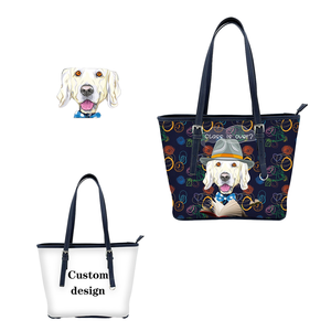 Women's Custom Large Capacity <b>Square</b> Tote Bag with Zipper Waterproof Anti-Theft PU Multicolor Block Pattern Handbag - Product Image 2