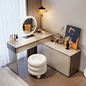 Ensemble de coiffeuse moderne en bois, réglable, extensible et durable, avec éclairage, meubles de chambre à coucher, tiroir et table de maquillage - Product Image 5