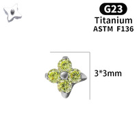 G23 Titanium Alloy Plant Vierklaverblad Mini Stud Oorbellen voor oorcartilage, flat-bottom lip piercing