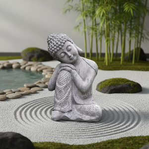 รูปปั้นพระพุทธรูปหลับประหลาด วัสดุเรซิ่น สำหรับขายส่ง ของตกแต่งสวน ศิลปะเซน ฝึกสมาธิ - Product Image 5