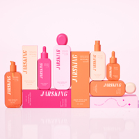 Ensemble d'emballages cosmétiques uniques en forme ovale plate, en plastique PETG recyclable, couleur pastel mate, flacon de sérum et de lotion avec bouchon sphérique