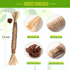 100% <b>Natural</b> Cat Silver Catnip Rattan Dental Care Mix StickKitten Mint Tooth Cleaning Stick Cat Chew Stick Toys - Product Image 5