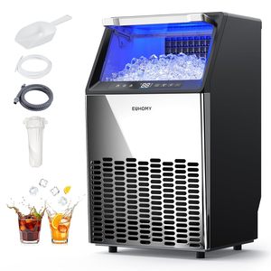 EUHOMY Commercial <b>Ice</b> <b>Maker</b> 120lbs 24H Stainless Steel Freestanding With 33lbs Storage Bin - Product Image 1