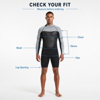Combinaison de plongée homme 2 mm en néoprène respirant anti-UV à manches longues avec fermeture éclair dorsale et design color block sur le devant