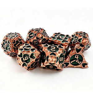 Jeu de dés vintage vieillis en forme de cœur, deux types de bases métalliques, kit de dés pour jeu de table, cadeau - Product Image 3
