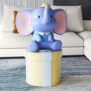 Cartoon <b>Elephant</b> Floor <b>Decoration</b> Resin Round Living Room Housewarming Gift - Product Image 3