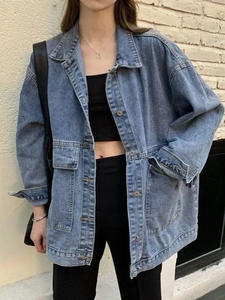 2026 Women Cardigan <b>Jean</b> <b>Jacket</b> Long Sleeve Girls Fashion Long Sleeve Button Pocket Student Denim Coat - Product Image 4