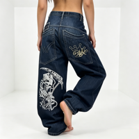 Jean baggy femme en denim bleu délavé, coupe ultra large, taille haute, style vintage, pantalon ample en jean pour femme