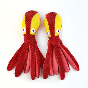 Commercio all'ingrosso Pet peluche e lattice calamaro rosso giocattolo sei lunghi tentacoli giocattolo cigolante durevole masticazione interattivo cane polpo giocattolo in magazzino - Product Image 3