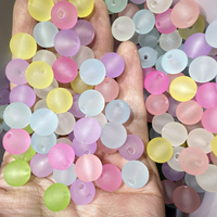 Perles rondes en acrylique givré, couleur pastel caoutchoutée mate, perles intercalaires lâches pour la fabrication de bijoux, bracelets et colliers