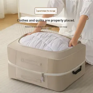 Sac de <span class=keywords><strong>rangement</strong></span> compressible en tissu Oxford à deux compartiments personnalisé pour les édredons en soie, grande capacité, multi-usages, maison, dortoir - Product Image 4