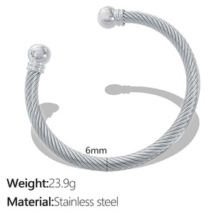 Xixi Fashion Rvs Sieraden Groothandel Aanslag Gratis 18K Vergulde Waterdichte Verstelbare Chunky Manchet Armband Armbanden - Product Image 5