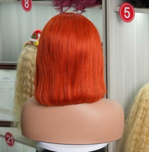 Peluca Bob Naranja de Cabello Humano con Encaje Frontal 13x4 para Mujer, Liso Sedoso, Color Jengibre - Product Image 3