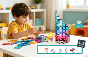 Juguete de Bloques de Construcción Magnéticos de Plástico ABS Eli Toys, Diseño de Diamantes, para Niños, Educativo, 7.5 cm de Diámetro, 105 Piezas - Product Image 2
