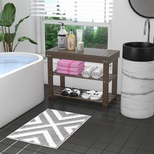 Moderna Consolle Portascarpe in Bambù a Tre Ripiani Multifunzione con Panca e Contenitore, Capacità 2L, <span class=keywords><strong>Dimensioni</strong></span> 70x28.5x45.5cm, per Soggiorno Piccolo - Product Image 3