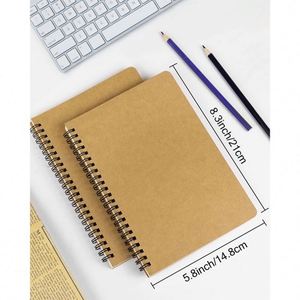 Custom Spiral Bound Leather Cover A5 100 Sheets Thick Kraft Paper Organizer/<b>Planner</b> <b>Journal</b> Notebooks for Writing - Product Image 3