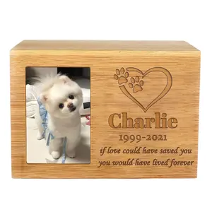 Unique Cheap Dog Cat Pet Casket Animal Coffin Box Wooden Pet Cremation Urns Customized Logo Carton Box Sustainable Wood Color