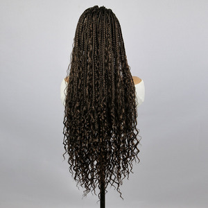 Peluca de trenza triple para mujer, conjunto de <span class=keywords><strong>cabeza</strong></span> trenzada de encaje completo frontal de encaje transparente, rastas de pelo de ganchillo de fibra química, opción colorida - Product Image 5