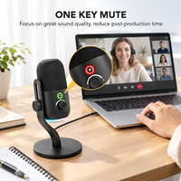 Microphone de jeu USB ARS55, nouveau modèle, micro à condensateur cardioïde, plug & play, fonction de sourdine et de gain en un clic, pour podcasts, vidéos, streaming