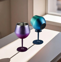 Nouvelle Arrivée Verre à Vin Personnalisé en Acier Inoxydable 14oz, Gobelet Transparent à Pied Haut Résistant aux Chutes pour Fêtes et Bars de Mariage
