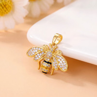 HD584 Vente en gros Breloques insectes abeilles tendance en laiton plaqué or/argent avec zircon, composants de bijoux DIY pour accessoires féminins