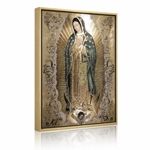 Seni Dinding Berbingkai Bunda Maria Guadalupe Mewah, Bingkai Aluminium Emas Matte, Dekorasi Religius untuk Vila, Ruang Doa Suci, dan Rumah - Product Image 1