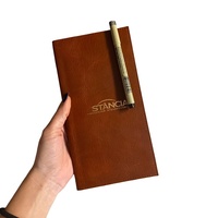 Tempat Kartu Pelanggan Restoran, Tempat Buku Tagihan Pelayan, Tempat Menu Kulit Asli, Klasik Buatan Tangan, Bentuk Persegi Panjang