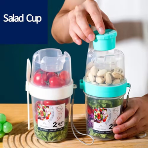 Vasos para llevar desayuno, ensaladas, yogur, cereales, avena, snacks, parfait, con tenedores para almacenamiento y servir alimentos - Product Image 3
