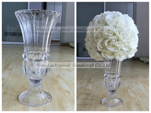 LHP034 Vasi Centrotavola Eleganti per Matrimoni, <span class=keywords><strong>Vaso</strong></span> Alto in Vetro Trasparente per Soggiorno - Product Image 2